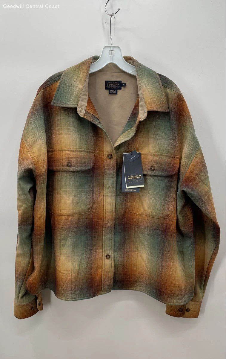 Pendleton plaid wool button down Marked as size L... - Depop