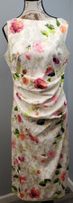 Eliza J Cocktail Dress Women 12 Multi Floral Jacquard Boat Neck Pleated Back Zip