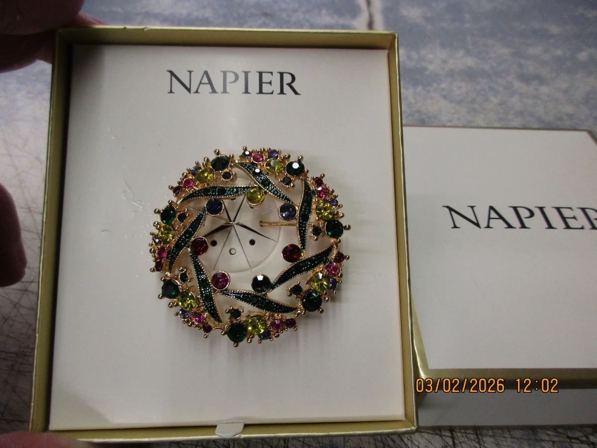 Broche Napier - Cristal Simulé Grappe - Ton Or - Neuf Dans Son Coffret - Cadeau