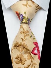 New Floral Beige Red Green Purple 100 Cotton Men's Necktie Neck Tie 3.15'' 8CM 