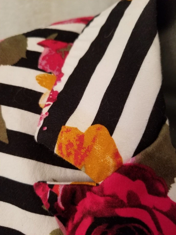 NY Collection Womens Blazer Coat Jacket Size M Medium Multicolor Striped Floral - Image 4 of 4