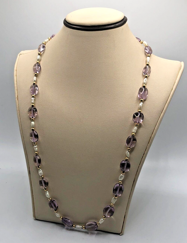 Freshwater Pearl & Purple Glass Bead Necklace
