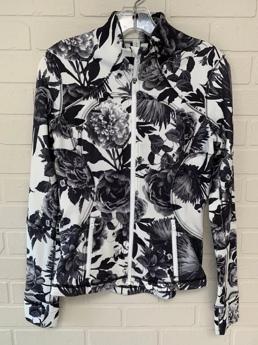 Lululemon Forme Jacket II Brisk Bloom Black & White Floral Size 6 Mint  Condition