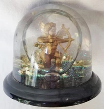 Vintage CUPID Angel Snow Dome Globe Beautiful Gold Glitter Stars Koziol GERMANY