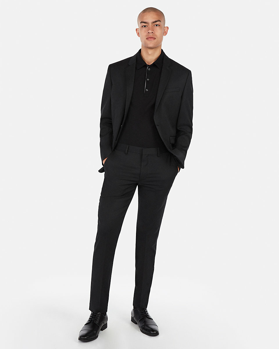 NEW EXPRESS 198 BLACK WOOL BLEND MACHINE WASH SUIT JACKET SZ 46R eBay