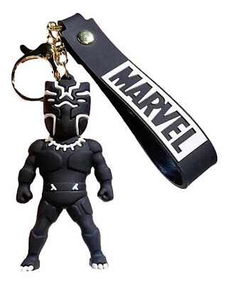 Black Panther Superhero Theme 3D Silicone Charm Keychain