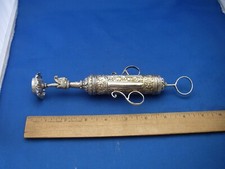 Antique INDIAN Silver HOLI Festival POWDER SPRINKLER-Syringe Style-Parcel Gilt