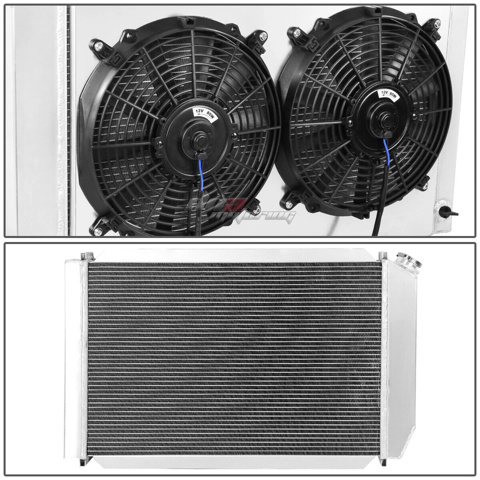 FOR 1979-1993 MUSTANG FOX 3-ROW PEFORMANCE ALUMINUM RADIATOR+COOLING FAN SHROUD - Image 2 of 4