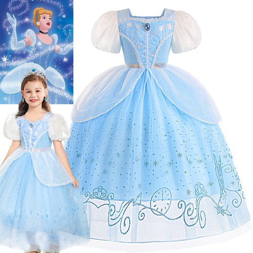 Girls Princess Cinderella Rapunzel Belle Fancy Dress Up Party Birthday Costume - Picture 4 of 161