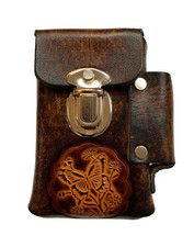Hand-Crafted Leather Cigarette Case, Many Designs, Cross Rose Butterfly Dolphin