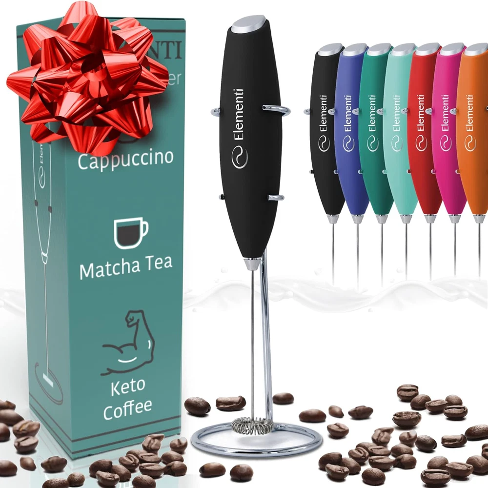 Milk Frother Wand & Matcha Mixer, Mini Electric Whisk for Coffee - Frother for C