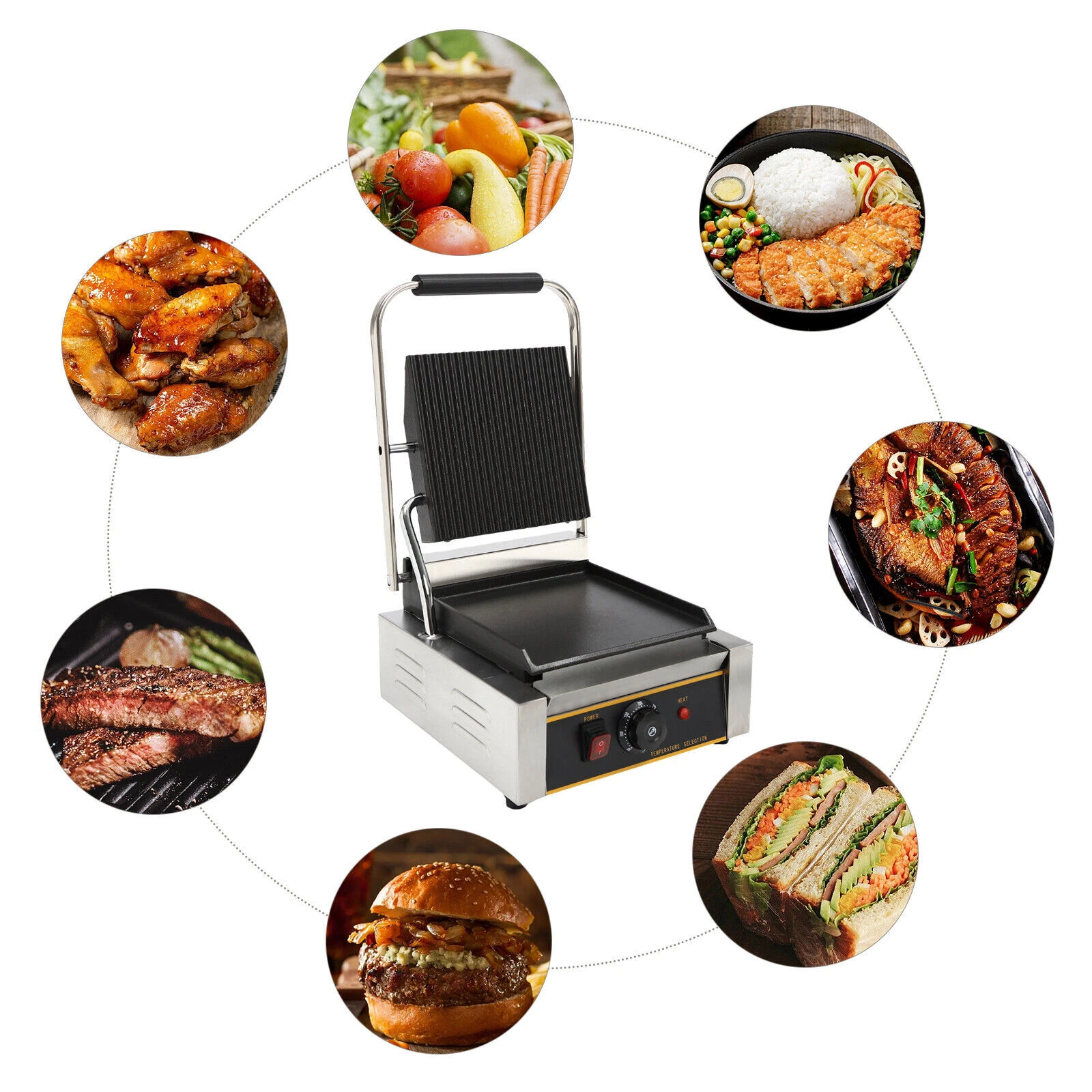1800W Electric Stainless Steel Sandwich Maker Sandwich Machine Pannini Maker
Opens in a new window o