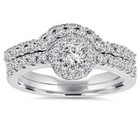 Ring Set 14K White Gold 1ct Diamond Engagement Matching Wedding
