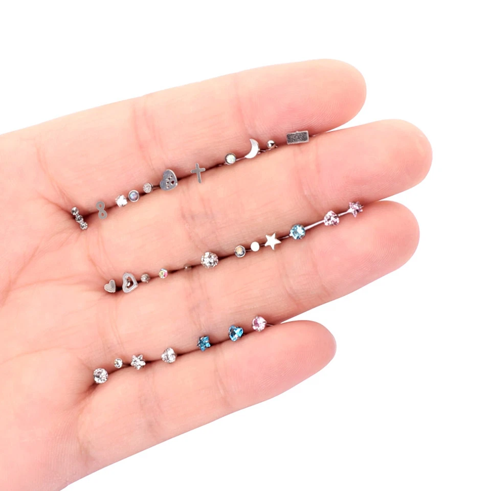 30 PIEZAS Anillos para nariz Hueso Pasador Circonita cúbica 20G 316L Acero inoxidable Cuerpo Piercing Joyería Foto 4 de 4