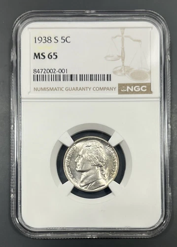 1938-S NGC MS65 Jefferson Nickel 5c -  Choice Lustrous