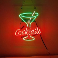 Cocktail Cocktails Martini Beer Bar Acrylic 14" Neon Light Sign Lamp Wall Decor