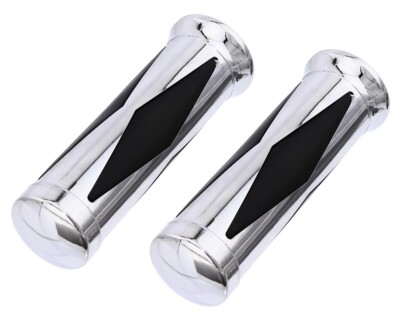Chrome/Black Diamond Bicycle Handlebar Grips Chopper Lowrider BMX