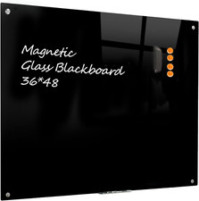 Magnetic Glass Dry Erase Board 48x36 - Frameless Wall-Mounted Blackboard