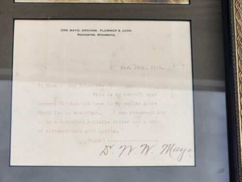 William Worrall Mayo Clinic Gründer signierter Brief gerahmtes Display - Bild 4 von 5