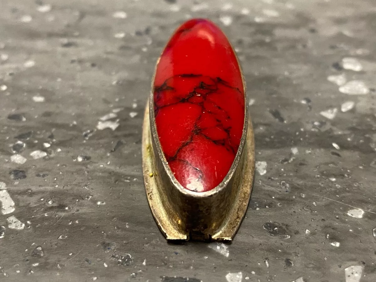 JRI Hallmarked Native American Jewelry Silver and Coral Pendant