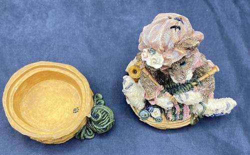 Boyds Bears Friends Cat ‘94 Cookie Catberg 2250 Knittin' Kitten Trinket Box Vtg - Picture 6 of 10
