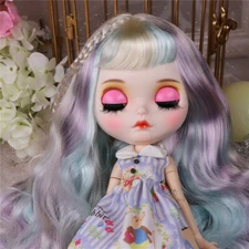12"Blythe doll Nude Long colorful hair customized Dudu lips Factory Joint Body