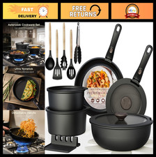 Non-Stick Ceramic Cookware Set, 21 Pcs, Induction Ready, Oven Safe, Stackable, B