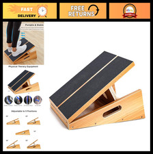 Adjustable Wooden Slant Board - Incline Calf Stretcher with Side Handles, Portab