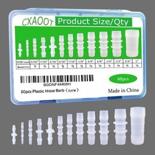 60pcs Plastic Hose Connector Assortment for Aquariums, Barbed Hose Fittings f...