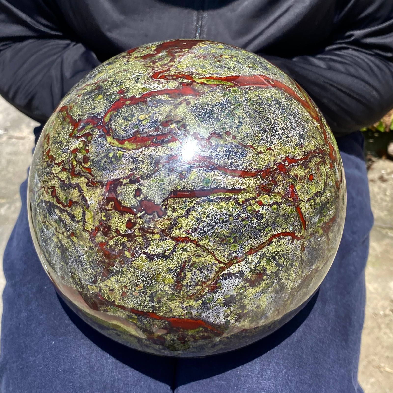 22LB Natural dragon blood stone quartz sphere crystal ball reiki healing