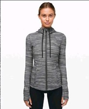 Lululemon Hooded Define Jacket NuluHeathered Black / White / Black Size 12