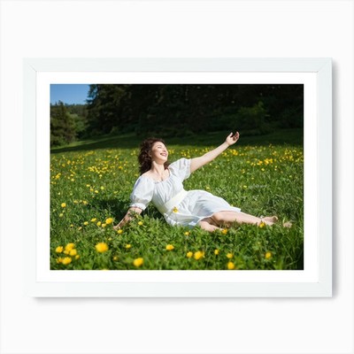 Joyous Woman With A Carefree Demean Framed Wall Art Poster Canvas Print Picture