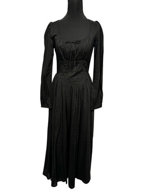 Reformation Oria Long Sleeve Midi Dress Size 2 Black NWT