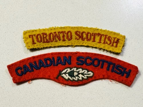 WW2 Era CANADIAN & TORONTO SCOTTISH Canada Military Army Shoulder Title Badges