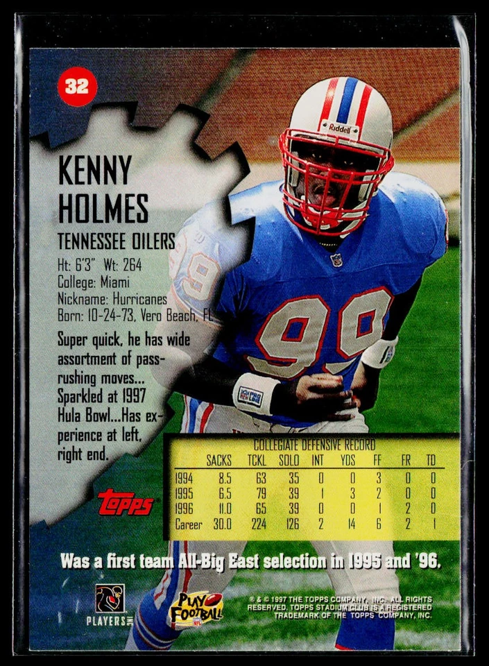 1997 Stadium Club #32 Kenny Holmes - Image 2 of 2