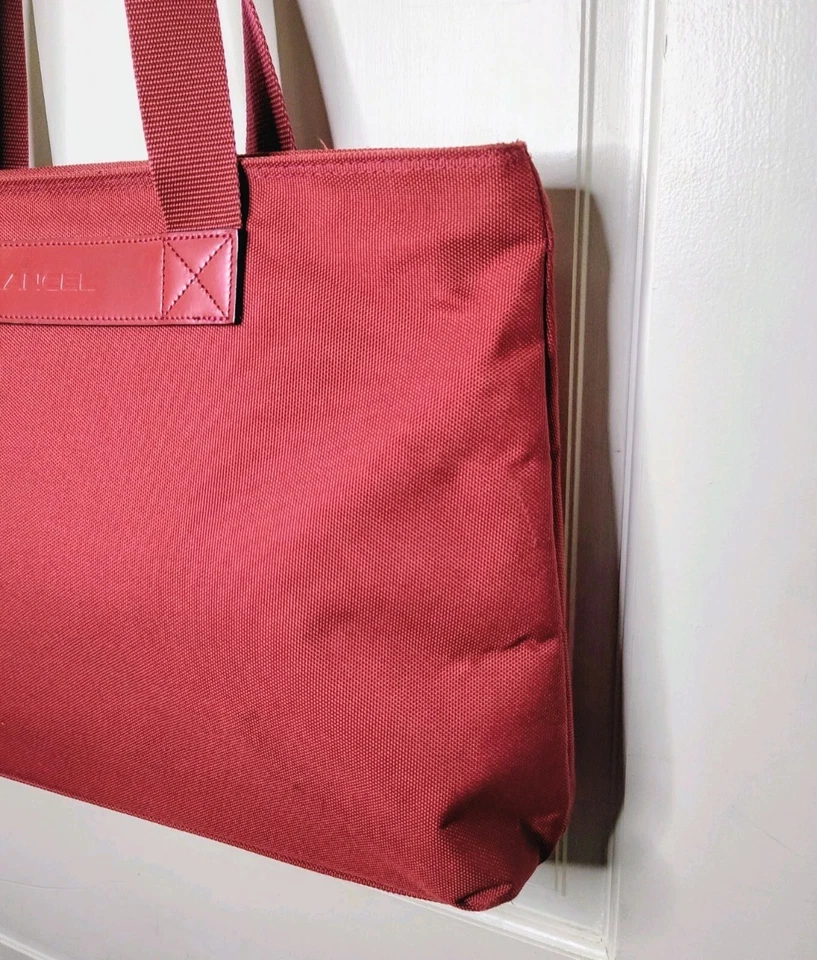 Lancel Paris 勃艮第红色托特包随身包拉链旅行袋重型复古 — 第 3/4 张图片