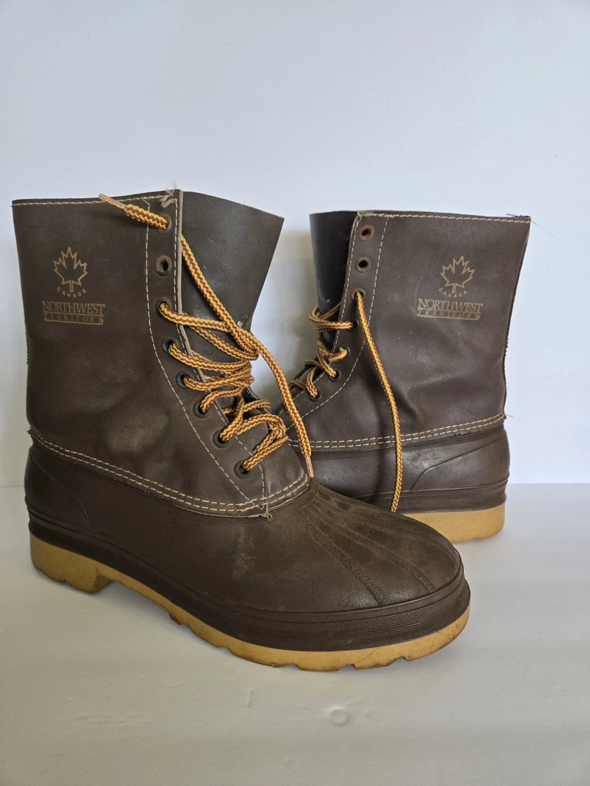 Kamik Northwest Territory Brown Leather Rubber Snow Winter Duck Boots 11 Steel