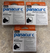3 x Packs Panacur C 4 gram Canine 40lbs Dewormer Treatment 9 Packets EXP 08/27