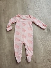 Kate Quinn Pink Peaches  Long Sleeve Footie Baby Size 3-6 Months Oragnic Cotton