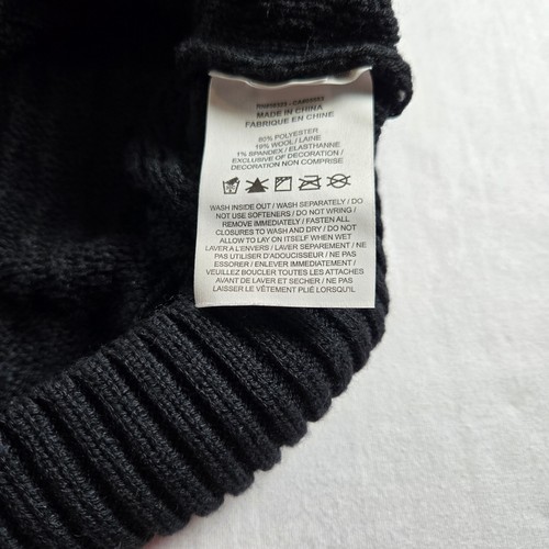 Nike Life Mens XS Black Wool Blend Cable Knit Turtleneck Sweater Swoosh Logo - Picture 4 of 10