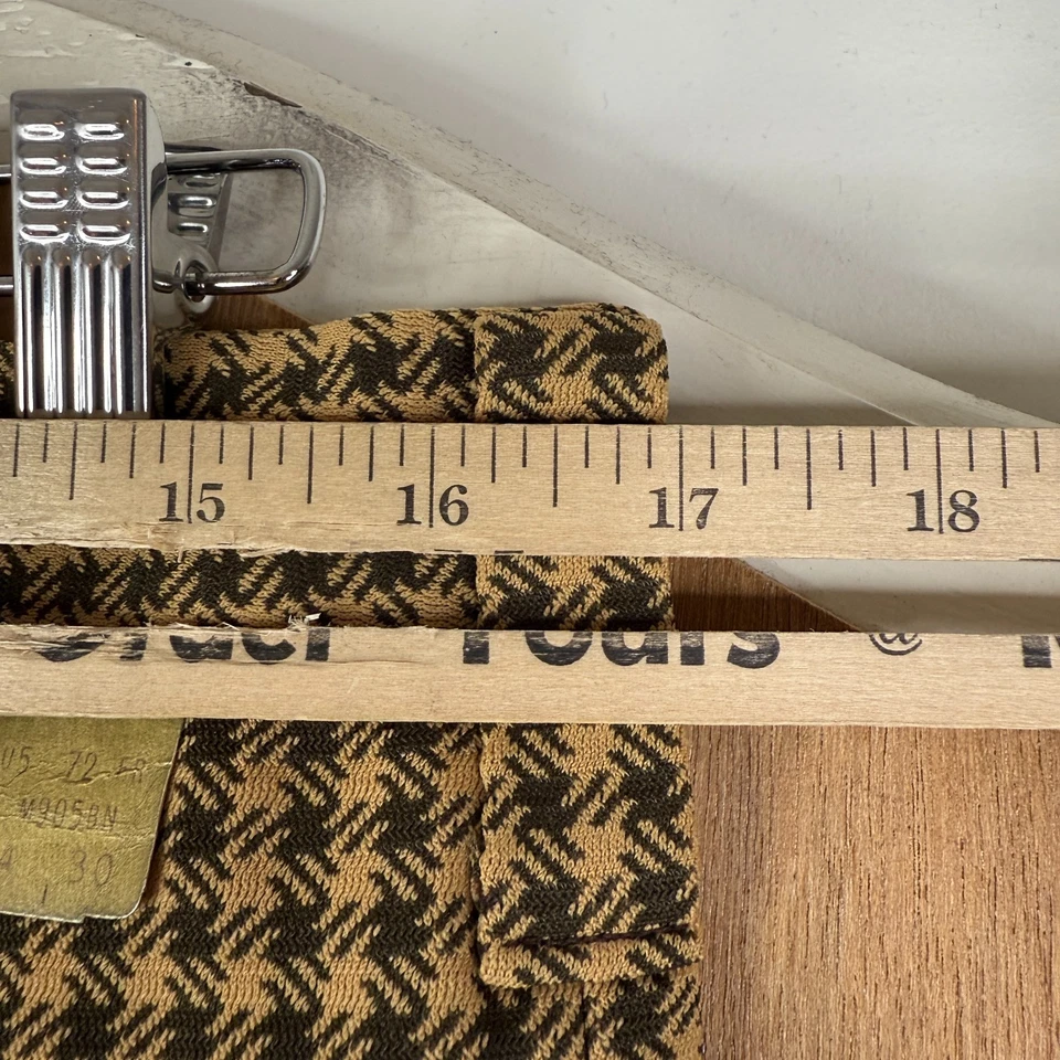 VTG Houndstooth Pants Mens 34x30 Brown Flared Leg 70s Retro Polyester NEW NWT - Image 3 of 4