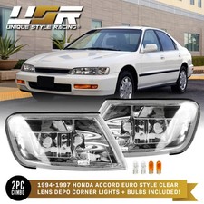 Jdm Chrome Clear Lens Front Corner Light Pair For 1994-1997 Honda Accord Jdm Chrome Clear Lens Front Corner Light Pair For 1994-1997 Honda Accord