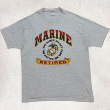 Vintage 1994 Retired Marines Corps Shirt Mens XLarge Gray USMC Made in USA 90s