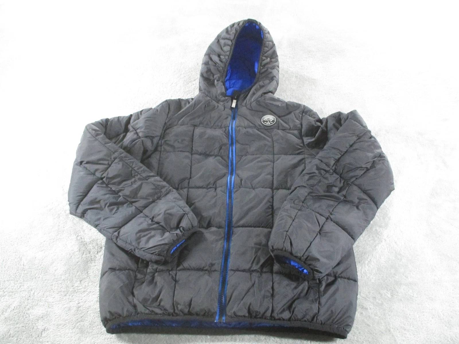 Gerry Jacket Youth XL Black Blue Hooded Puffer Nylon Winter Insulated Coat