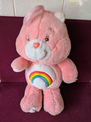 Vintage 2002 Care Bears Cheer Bear rosa und weiß Plüschtier Stofftier mit Regenbogen