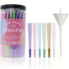 100Pcs Pre Rolled Cone King Size Slow Burning Cones Rolling paper 108mm+funnel