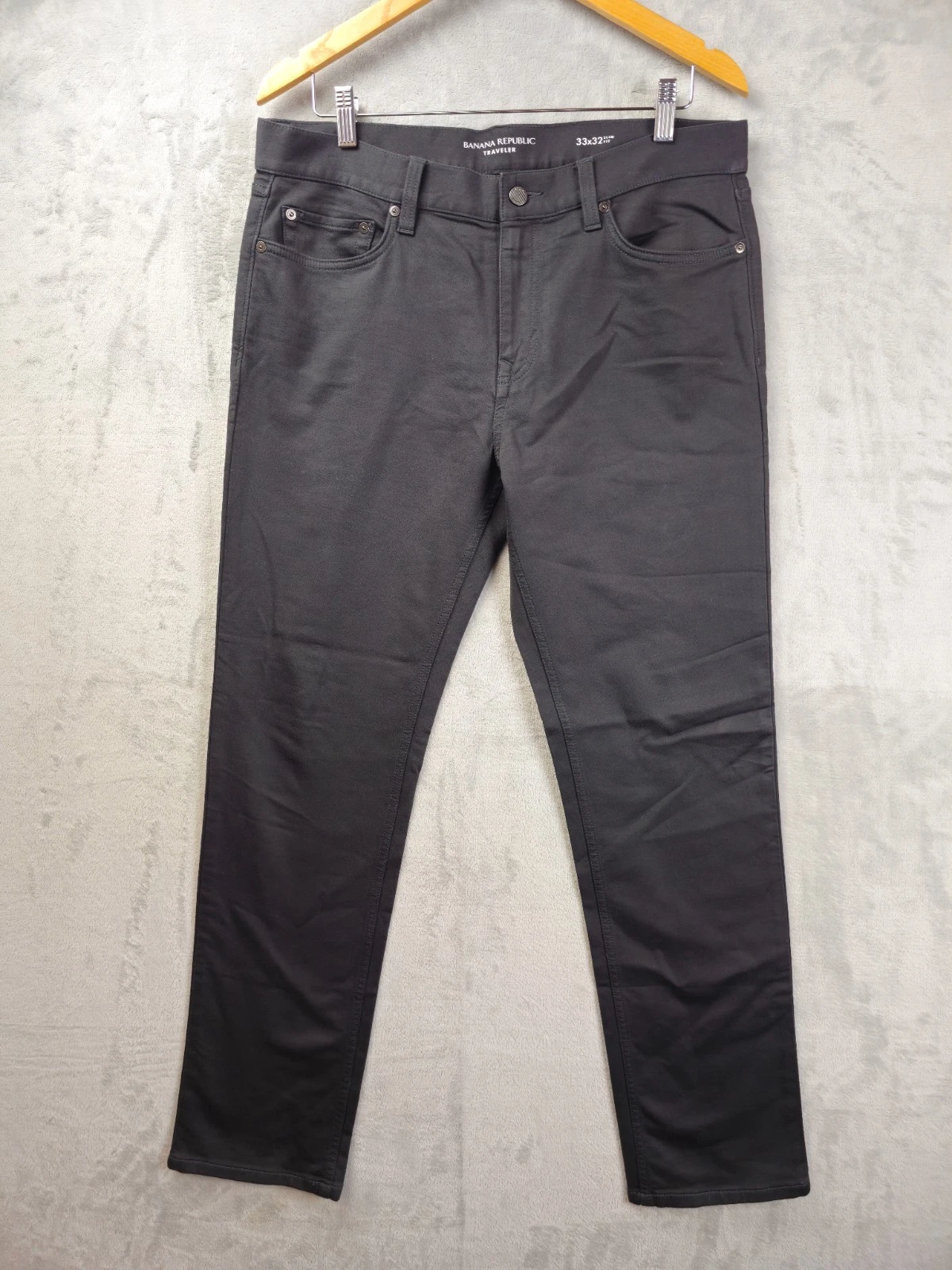 Banana Republic Traveler Pants Mens 34x31.5 Dark Gray Slim Fit Chino Soft Twill