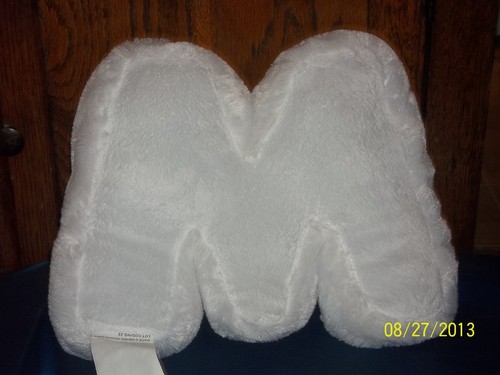 White Furry Sequin Colorful Letter W Or M Plush Stuffed Decorative - Picture 4 of 5