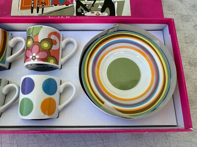 Espresso Cups w/ Saucers Fine Porcelain Jackie Shapiro French Bull