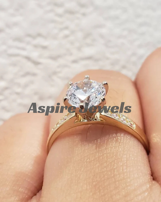 4.76 Carat D/VVS1 Moissanite Ring & Band Set – 14K Yellow Gold, Lab-Created, Engagement/Wedding Gift, Size 7 (Resizable) 2 thumbnail image